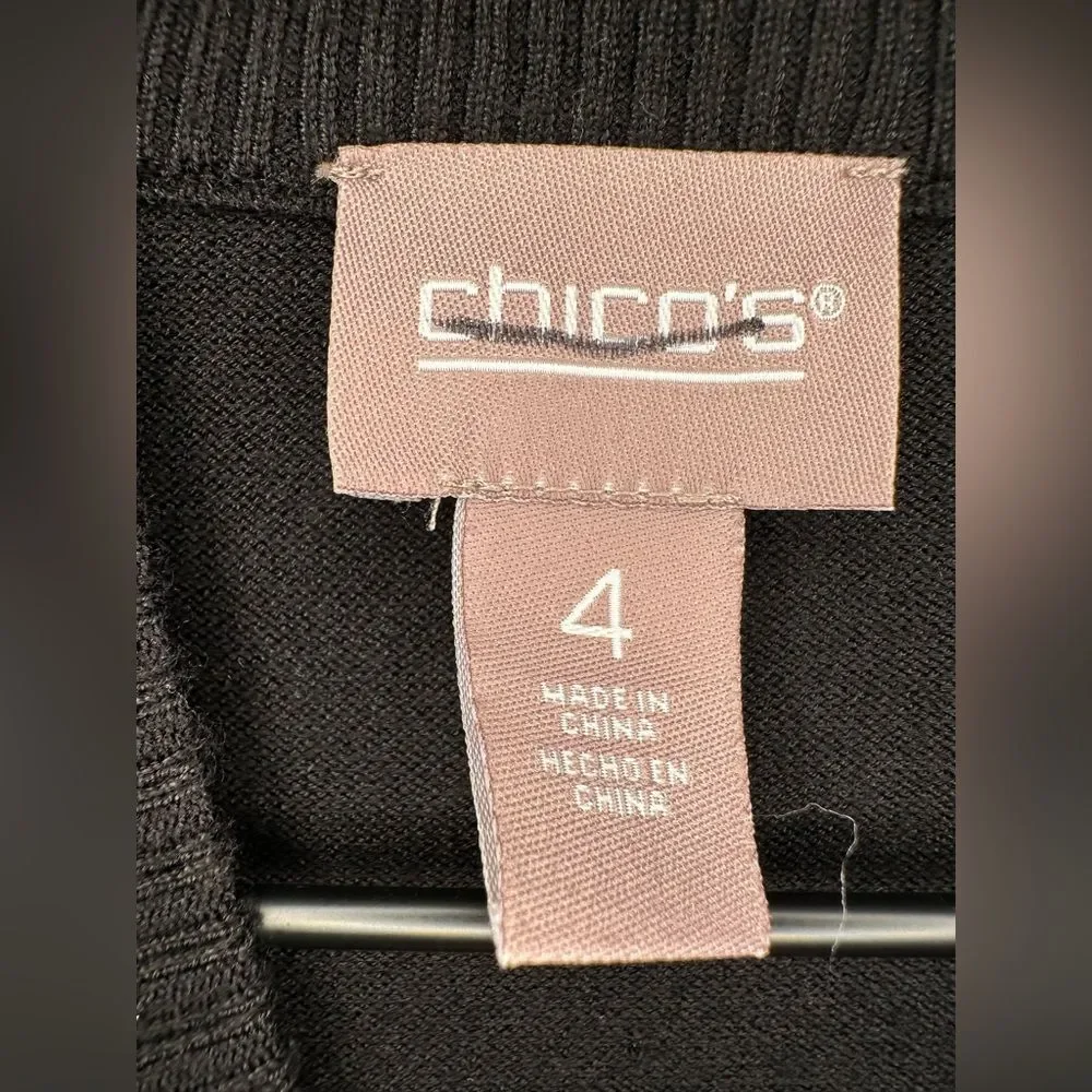 Chico's Colorblock Mock Neck Long Sleeves Sweater Size 4 US XXL Basic Minimalist